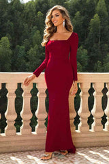 Square Neck Long Sleeve Women Maxi Dress - Zara-Craft