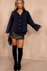 Val Navy Oversized Shirt