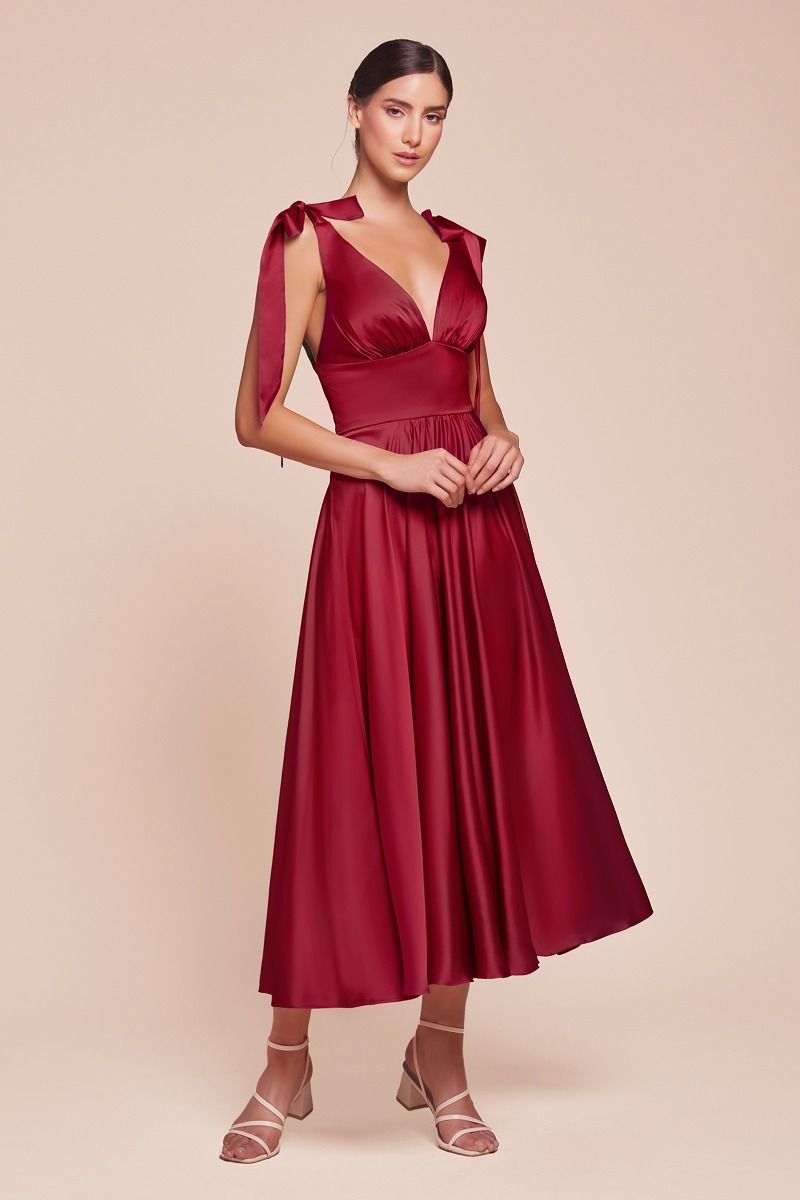 LaDivine 7499 A Line in burgundy color