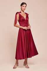 LaDivine 7499 A Line in burgundy color