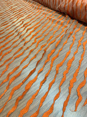 J Mendel Italian Wavy Embroidered Novelty Tulle - Orange