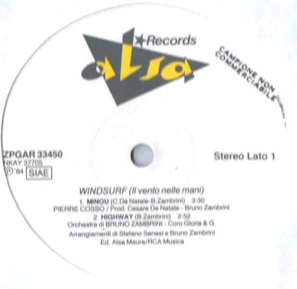 Pierre Cosso : Windsurf (Il Vento Nelle Mani) (Colonna Sonora Originale) (12", MiniAlbum, Promo)