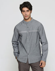 Cardinal Jeans Stripe Button Kemeja Koko Pria
