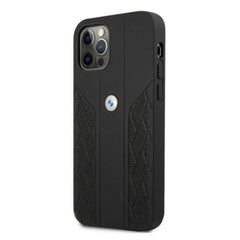 Etui BMW BMHCP12MRSPPK iPhone 12/12 Pro 6,1" sort/sort hårdkasse læder Curve Perforeret