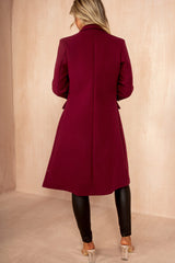 Winona Plum Longline Double Breasted Coat