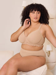 The Chloe - Lace Band Lightly Padded Underwire T-Shirt Bra - Sand,38A