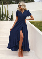 PRETTYGARDEN Women's Summer Maxi Dress Casual Wrap Floral Boho Short Sleeve V Neck Split Ruffle Beach Long Dresses PRETTYGARDEN