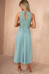 Lilah Duck Egg Embroidered Top Midi Dress