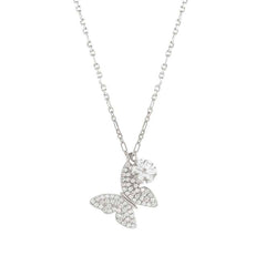 Nomination SWEETROCK NATURE EDITION Halskette aus 925er Silber, dazu 2 mit Cubic Zirkonia besetzte Charm-Anhaenger (040_(Schmetterling, Silber))