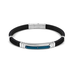 Nomination CITY ENERGY EDITION Kautschuk-Armband, dazu Edelstahlplakette mit PVD-beschichteten Details und 3 Cubic Zirkonia verziert (058_(CZ Weiß, Silver/Blau))