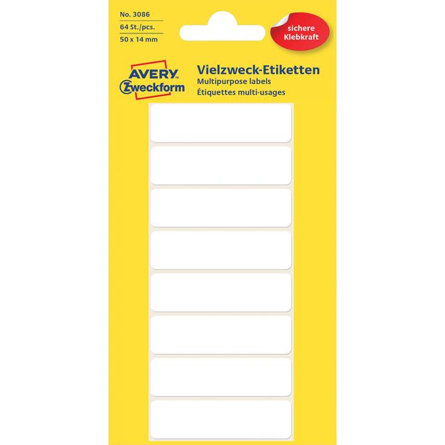 Avery Zweckform -  Etiket avery 3086 50x14mm wit 64st | 10 stuks