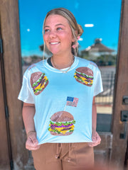 Queen of Sparkles: White Scattered American Burger Tee