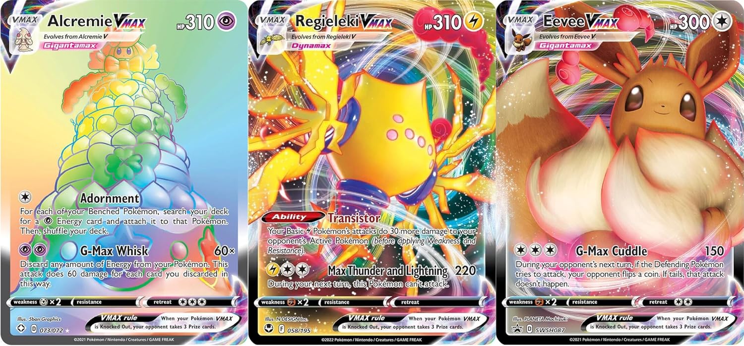 3 Pokémon Card Vmax Bundle - 1 Secret Rare Card - No Duplicates - Vmax Booster Pack