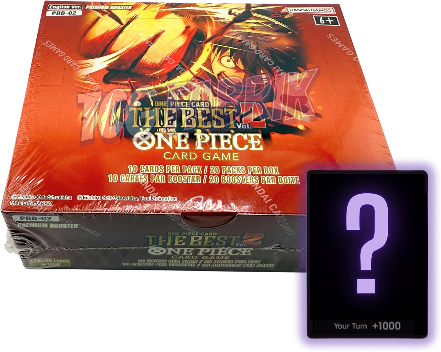 PRB02 Premium Booster Box vol2 English Premium Booster The Best Vol.2 Booster Box Display Factory Sealed for PRB02 One Piece Cards English TCG (20 Packs) + Custom TCG Fabrik Don Card