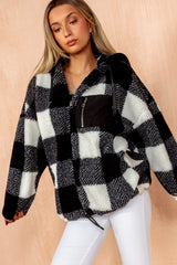 Polly Black Check Teddy Jacket