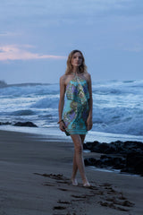 Paisley Satin Tiered Halter Mini Dress Dresses Avec Les Filles
