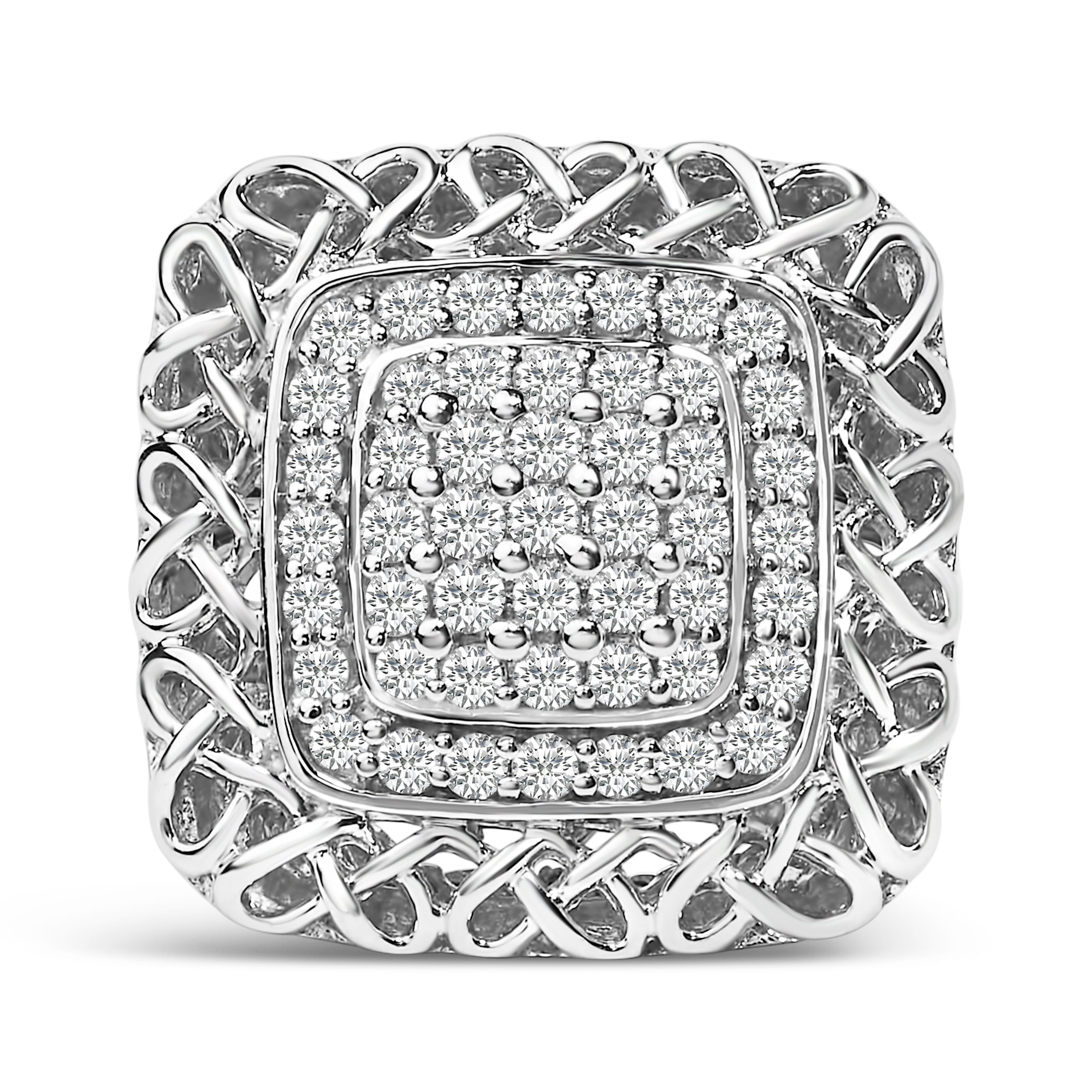 Sterling Silver 1.0 Cttw Diamond Celtic Knot Cocktail Ring on sale at MyriadMart