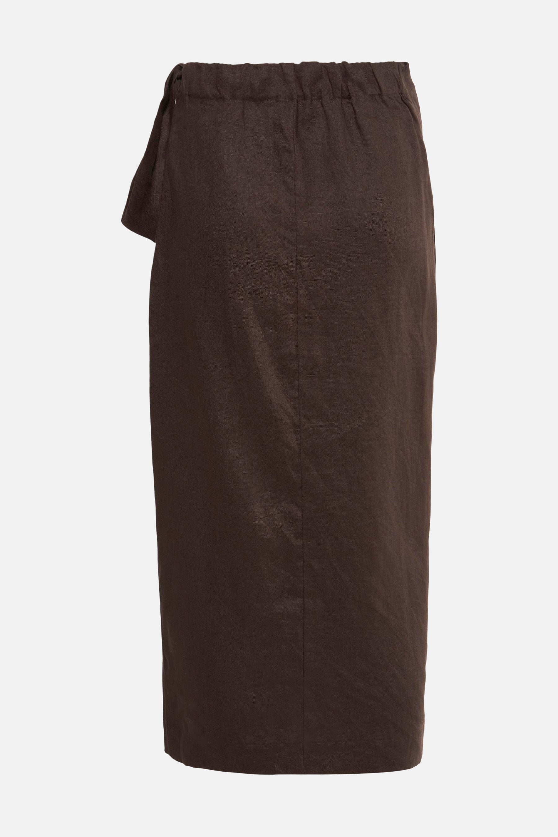 Bruine rok van MANGO, met een strikdetail en een elastische tailleband.