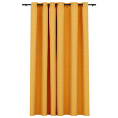Lystett gardin med maljer og lin-design gul 290x245 cm