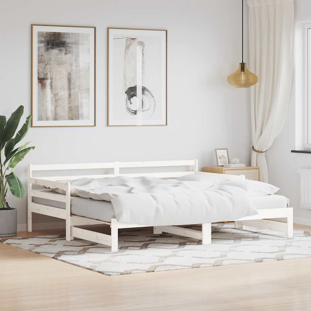 vidaXL Daybed with Trundle without Mattress White 90x190 cm Solid Wood