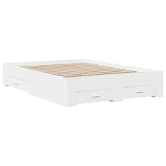 Sengeramme med skuffer hvit 120x200 cm konstruert tre