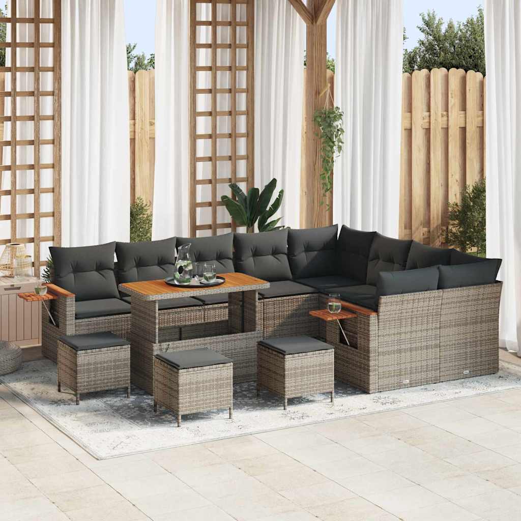 Gartensofa-set mit Kissen 13 pcs Grau