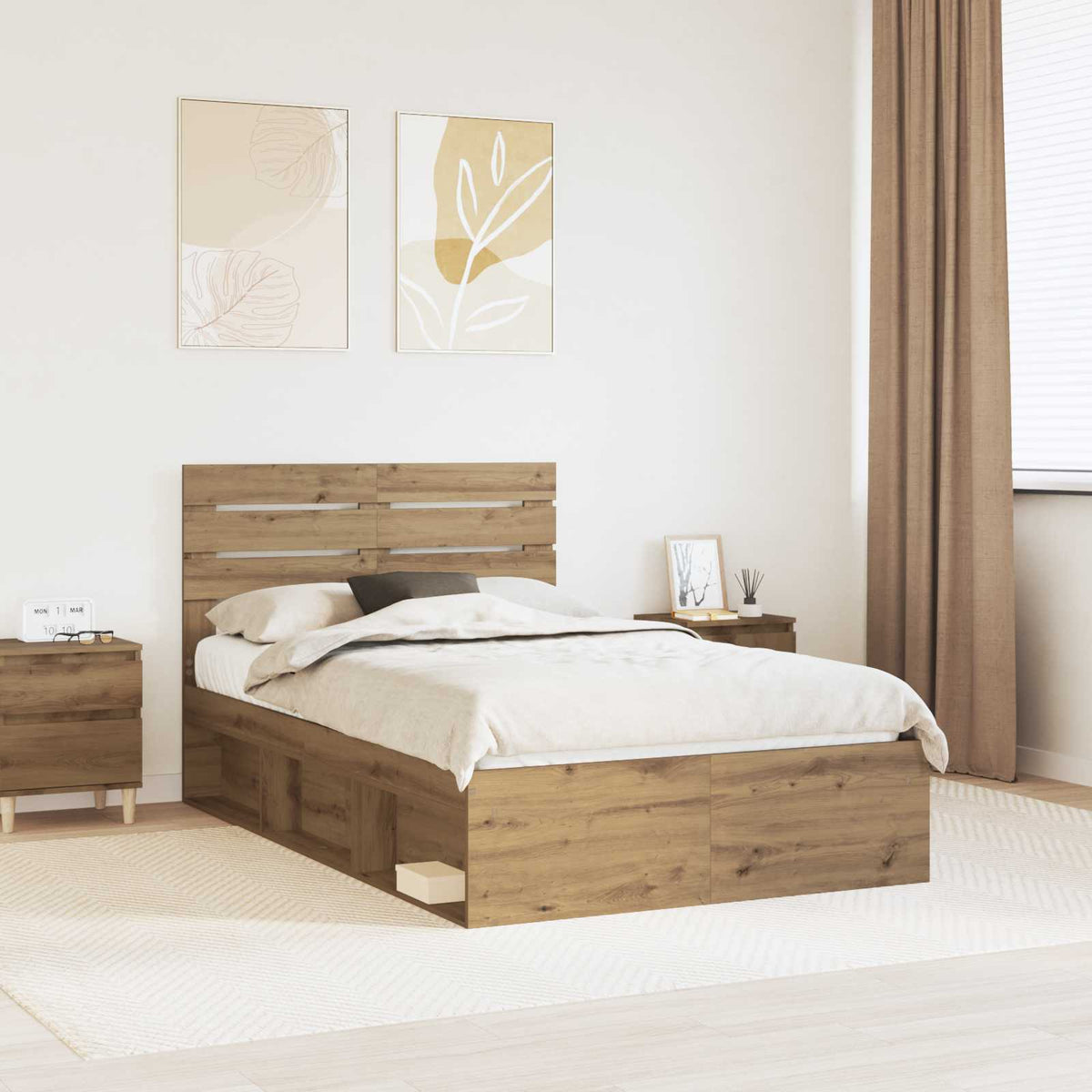 Sengestamme Kunstnerisk Eik 120 x 190 cm Massiv furu