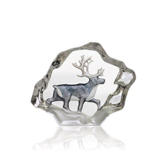 Målerås Glasbruk Miniatyr ren - Wildlife målad – handgjort svenskt konstglas från Målerås Glasbruk