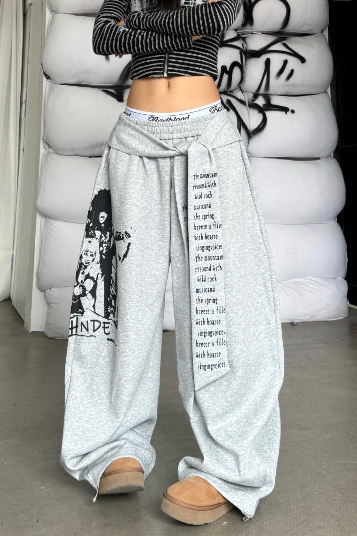 Street Style Jogginghose mit grafischem Buchstaben- und Schleifenmuster
