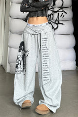 Street Style Jogginghose mit grafischem Buchstaben- und Schleifenmuster