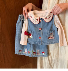 Pre Order Infant to Toddler Girls Vivianna Denim Blouse & Pants