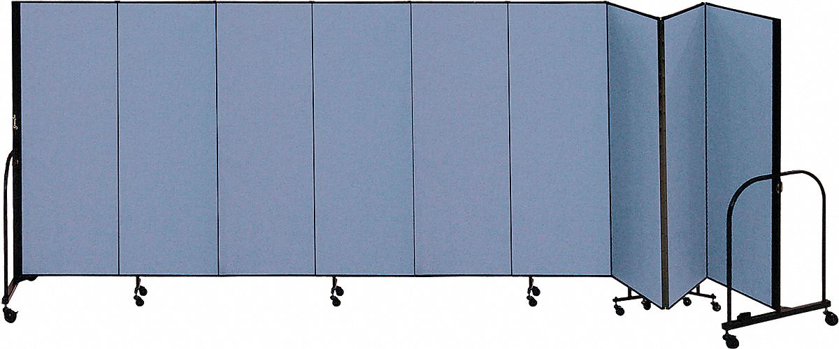 Screenflex Portable Room Divider, Number of Panels 9, 6 ft. Overall Height, 16 ft. 9" Overall Width - CFSL609 BLUE