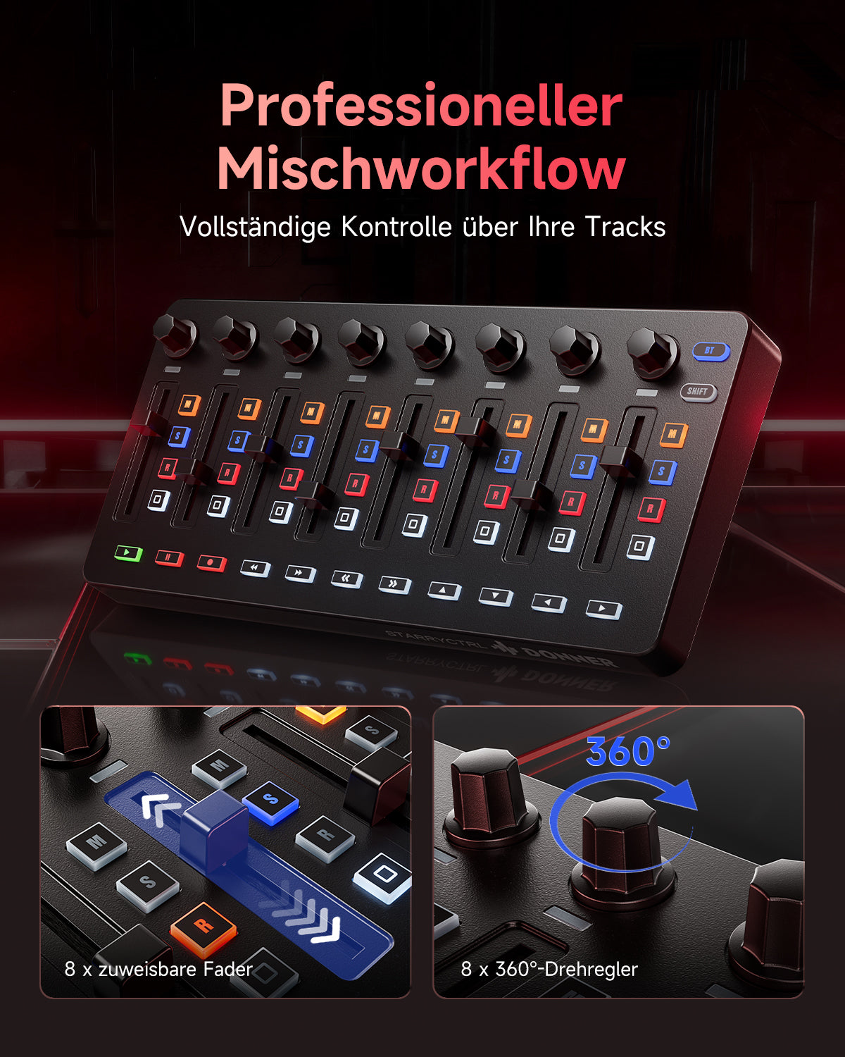 Donner Starrycrtl MIDI-Controller Schwarz