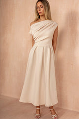Betty Nude Asymmetric Midi Dress