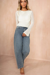 Valerie Cream Textured Tie Back Top