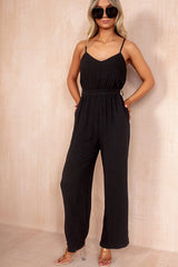 Cathy Black Linen Jumpsuit