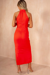 Lynn Burnt Orange Halter Neck Dress