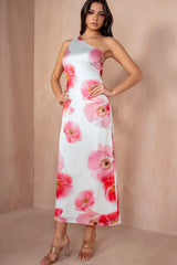 Susan Cream and Pink One Shoulder Dress