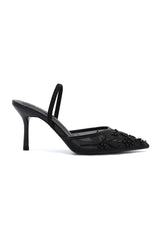 Ethna Black Pearl Mesh Court Heel