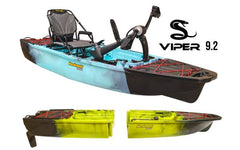 Nordmann® Viper 9.2 teilbares Angelkajak Sit on Top inkl. Zahnstangen-Pedalantrieb - Camo/Cayn - Outdoor Monkey
