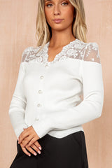 Dottie White Ribbed Embroidered Top