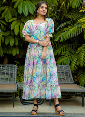 Printed Multi-Color Western Dress