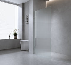80Cm Reeded Glass Shower Screen With Gunmetal F Brackets & Square Pole