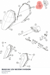Diagram preview: BULB H4 12V 60/55W X-VISION (61414003000)