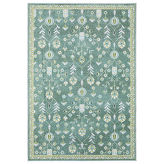 Oriental Weavers Addison ADD08 - Machine Washable - Flat Weave - Printed Area Rug - 3'3" x 5' - in Teal/Green - Traditional Style, Nursery, Kids Room, Bedroom, Entryway
