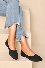 Sally Black Woven Ballet Pumps