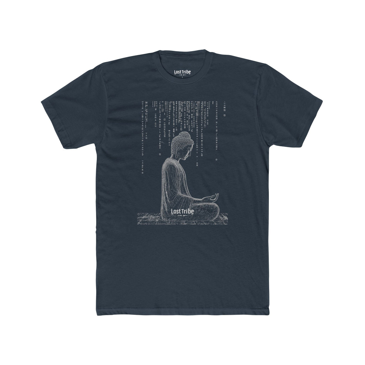 Super Soft Cotton Crew Tee - Matrix Monks (Indigo)