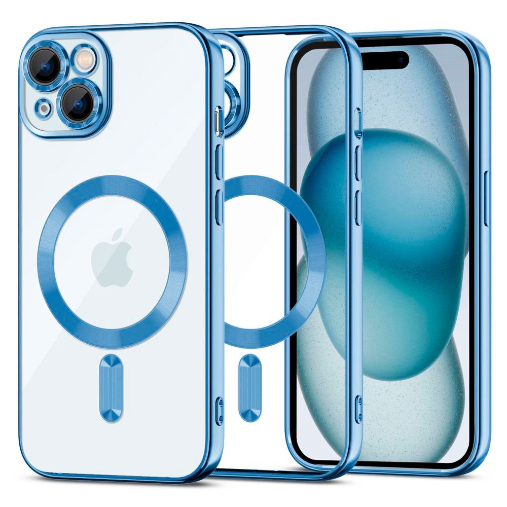 Tech-Protect iPhone 15 MagShine Bagside Cover - MagSafe Kompatibel - Gennemsigtig / Mørkeblå