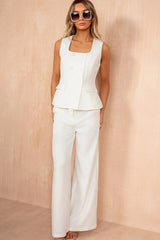 Juno White Square Neck Top