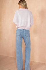 Marley Pastel Pink Knit Stripe Rugby Top